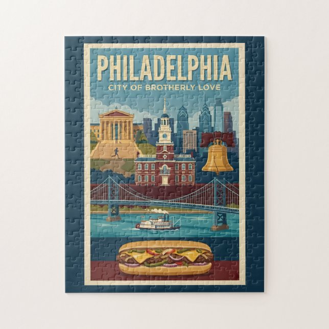 Philadelphia Pennsylvania Culture Illustration Art Pussel (Vertikal)