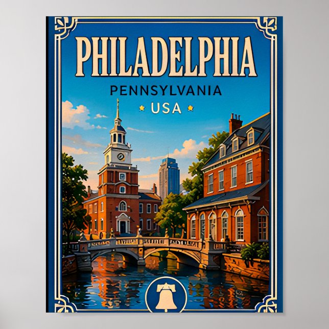 🔔 Philadelphia Pennsylvania Historisk resa 🔔 Poster (Framsidan)