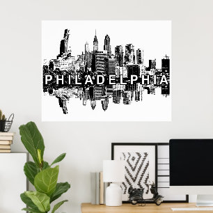 Philadelphia, Pennsylvania i svartvitt Poster