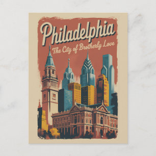 Philadelphia Pennsylvania Illustration Resa Konst Vykort
