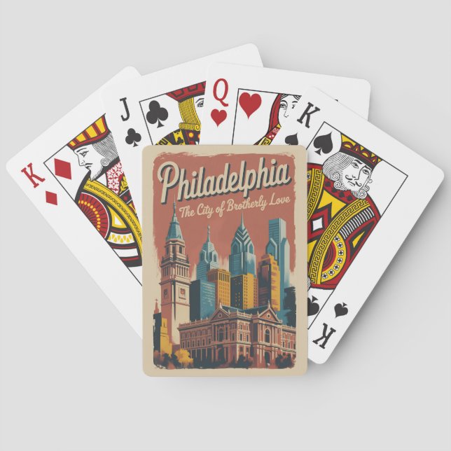 Philadelphia Pennsylvania Illustration Travel Art Casinokort (Baksidan)