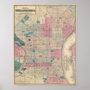 Philadelphia, Pennsylvania Karta Poster