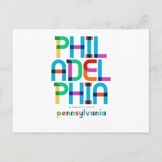 Philadelphia Pennsylvania Mid Century, Pop Art Vykort (Framsida)