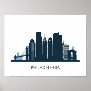 Philadelphia, Pennsylvania Monokromatisk ort Poster