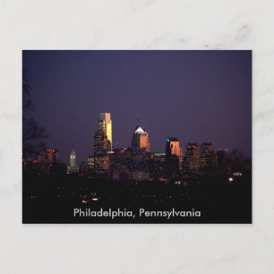Philadelphia, Pennsylvania natt skyline Vykort