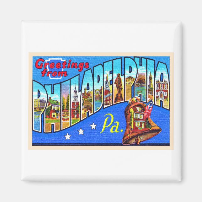 Philadelphia Pennsylvania PA Large Brev vykort Magnet (Framsidan)