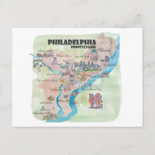 Philadelphia Pennsylvania Retro Vintage Art Karta Vykort