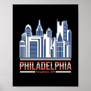 Philadelphia Pennsylvania Siluett Retro StadDesign Poster