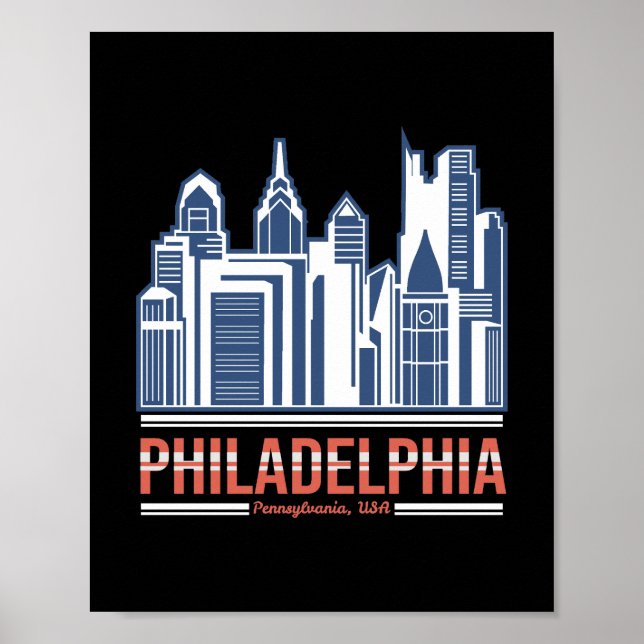 Philadelphia Pennsylvania Siluett Retro StadDesign Poster (Framsidan)