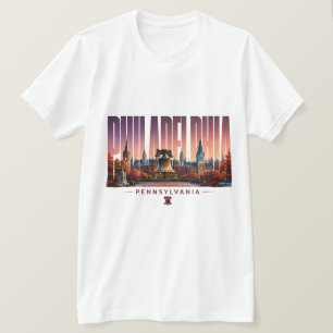 Philadelphia Pennsylvania Siluett Stad Namn Resa T Shirt