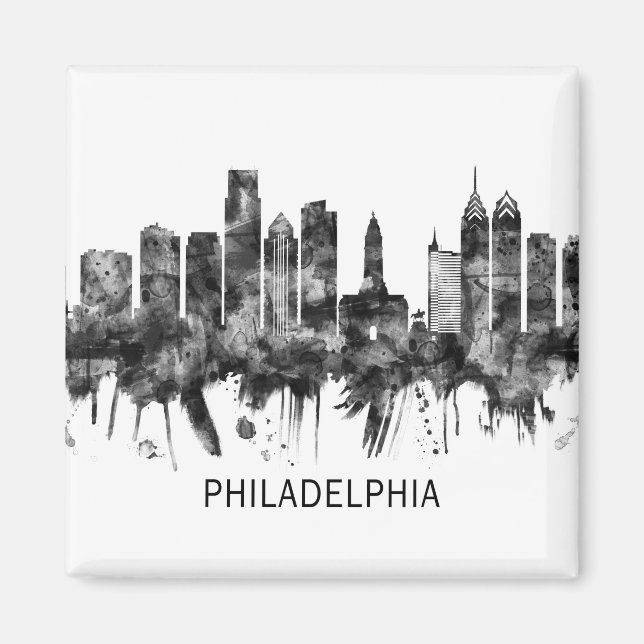 Philadelphia Pennsylvania Skyline BW Magnet (Framsidan)
