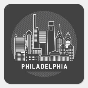 Philadelphia Pennsylvania Skyline Fyrkantigt Klistermärke