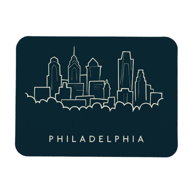 Philadelphia Pennsylvania Skyline Magnet (Horisontell)