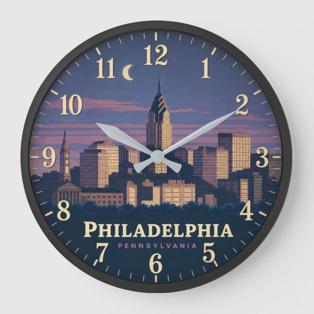  Philadelphia Pennsylvania Skyline Stor Klocka (Framsida)