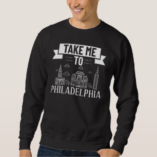Philadelphia Pennsylvania Stad Siluett Karta Resa Lång Ärmad Tröja