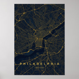 Philadelphia Pennsylvania Stiliserad Karttryck Poster