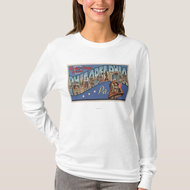 Philadelphia Pennsylvania - stort brev Tee Shirt (Framsida)