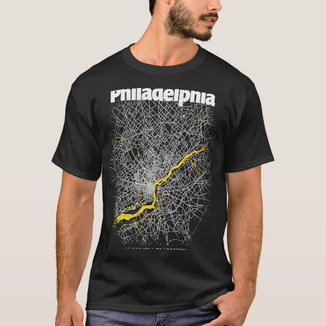 Philadelphia Pennsylvania Street Karta Hometown Pr T Shirt (Framsida)