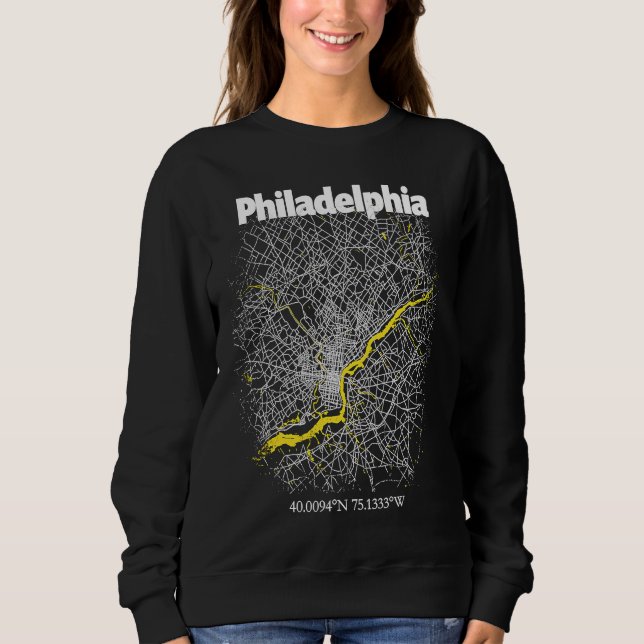 Philadelphia Pennsylvania Street Map Hometown Prid T Shirt (Framsida)