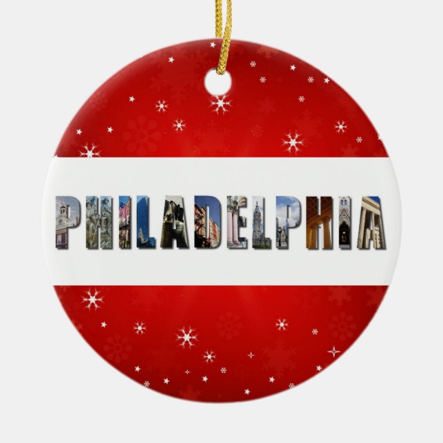 Philadelphia Pennsylvania Travel Fotojul Julgransprydnad Keramik (Framsidan)