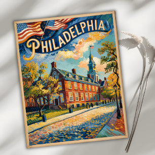 Philadelphia Pennsylvania US Retro Van Gogh Travel Vykort