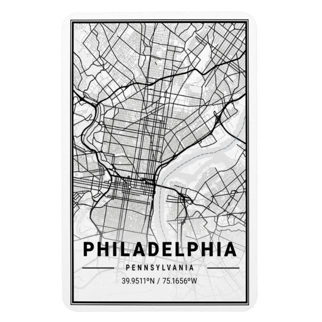 Philadelphia Pennsylvania USA Travel City Karta Magnet (Vertikal)