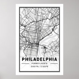 Philadelphia Pennsylvania USA Travel City Karta Poster
