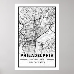 Philadelphia Pennsylvania USA Travel City Karta Poster