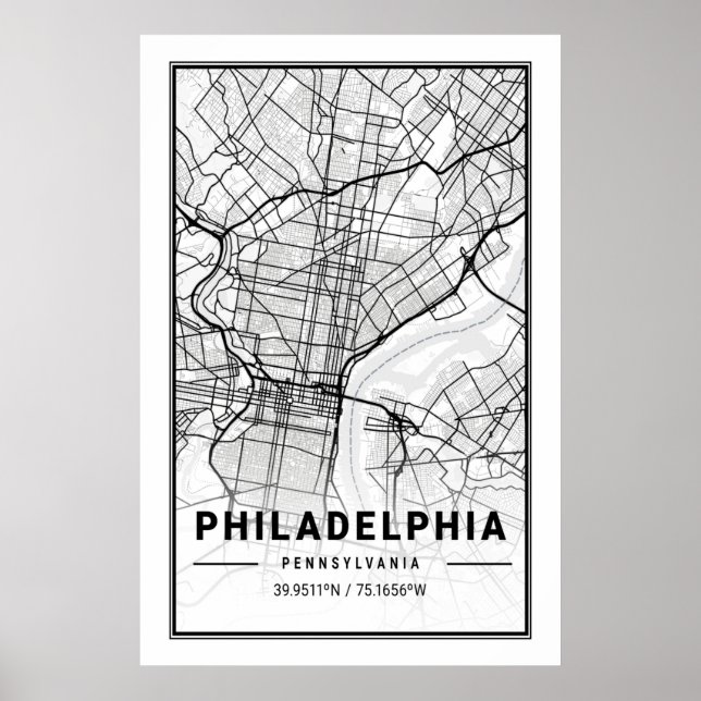 Philadelphia Pennsylvania USA Travel City Karta Poster (Framsidan)