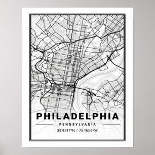 Philadelphia Pennsylvania USA Travel City Karta Poster