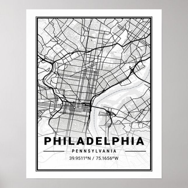 Philadelphia Pennsylvania USA Travel City Karta Poster (Framsidan)