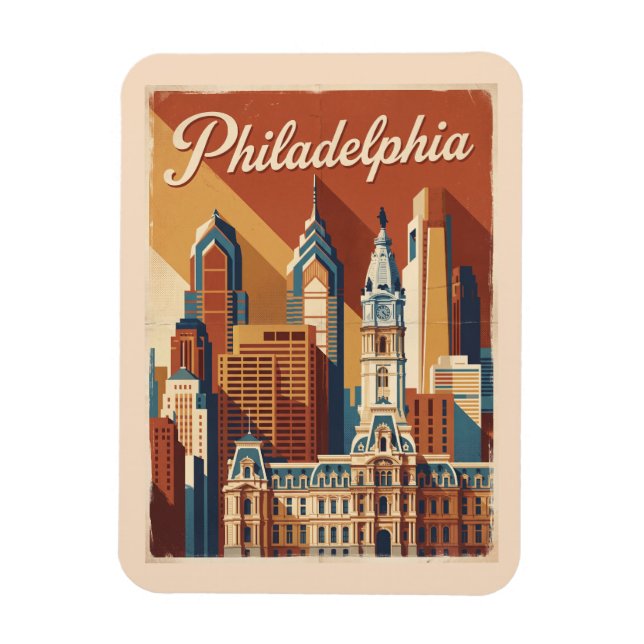 Philadelphia Pennsylvania Vintage Resa Magnet (Vertikal)