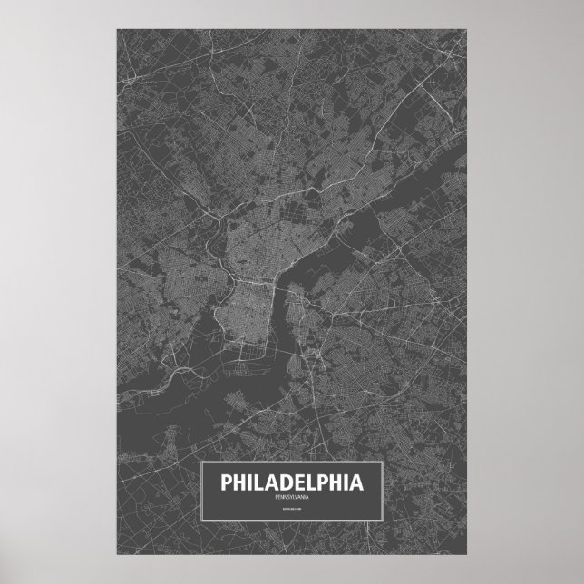 Philadelphia, Pennsylvania (vit på svart) Poster (Framsidan)