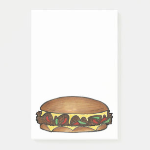 Philadelphia Philly Cheese Steak Sandwich Post sin Post-it Block