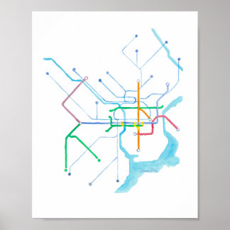 Philadelphia SEPTA Karttryck Konst Poster