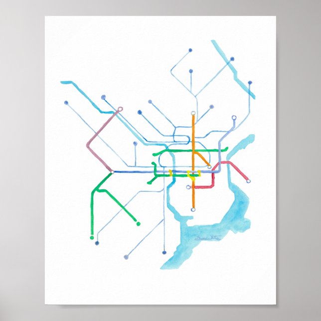 Philadelphia SEPTA Karttryck Konst Poster (Framsidan)