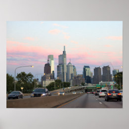 Philadelphia Siluett Solnedgång Foto Poster