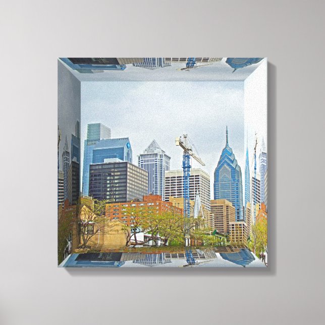 Philadelphia Siluett - Spegellåda Canvastryck (Framsida)