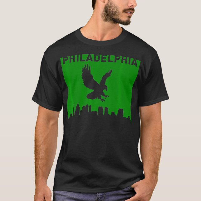 Philadelphia-skylin som har en dykande Eagle T Shirt (Framsida)