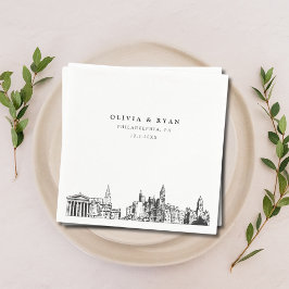 Philadelphia Skyline Bröllop Papper Cocktail Napki Pappersservett