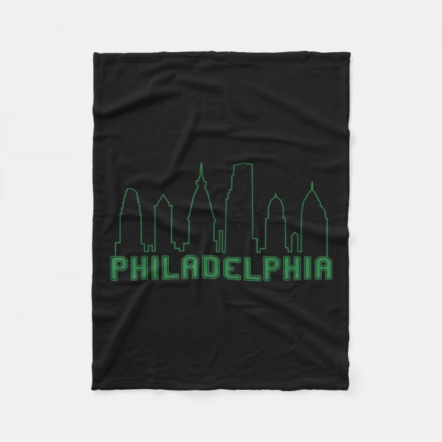 Philadelphia Skyline Downtown Cityscape Brotherly Fleecefilt (Framsidan)