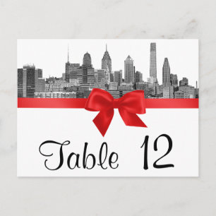 Philadelphia Skyline Etch BW Red Bordsnummer