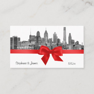 Philadelphia Skyline Etch BW Red Place #2 Placeringskort