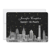Philadelphia Skyline Etch Starry DIY BG Sweet 16 H