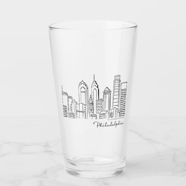 Philadelphia Skyline Glass Tumbler Glaskopp (Framsida)