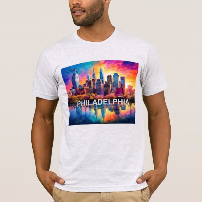 Philadelphia Skyline Graffiti Art T Shirt (Framsida)