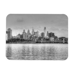 Philadelphia skyline i svartvitt magnet