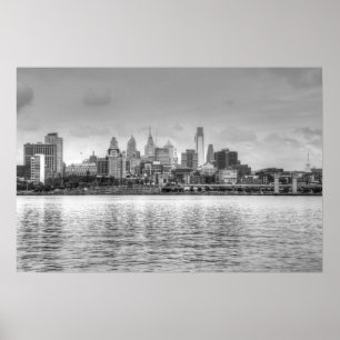 Philadelphia skyline i svartvitt poster