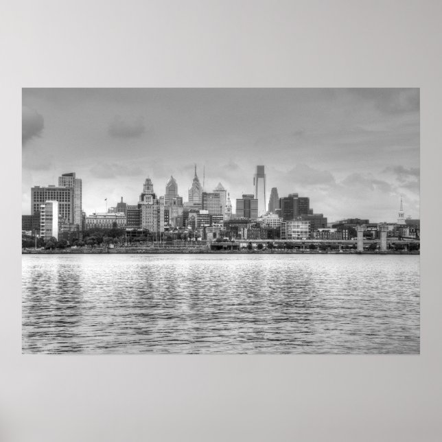Philadelphia skyline i svartvitt poster (Framsidan)