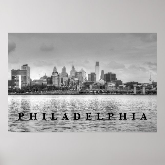 Philadelphia skyline i svartvitt poster (Framsidan)